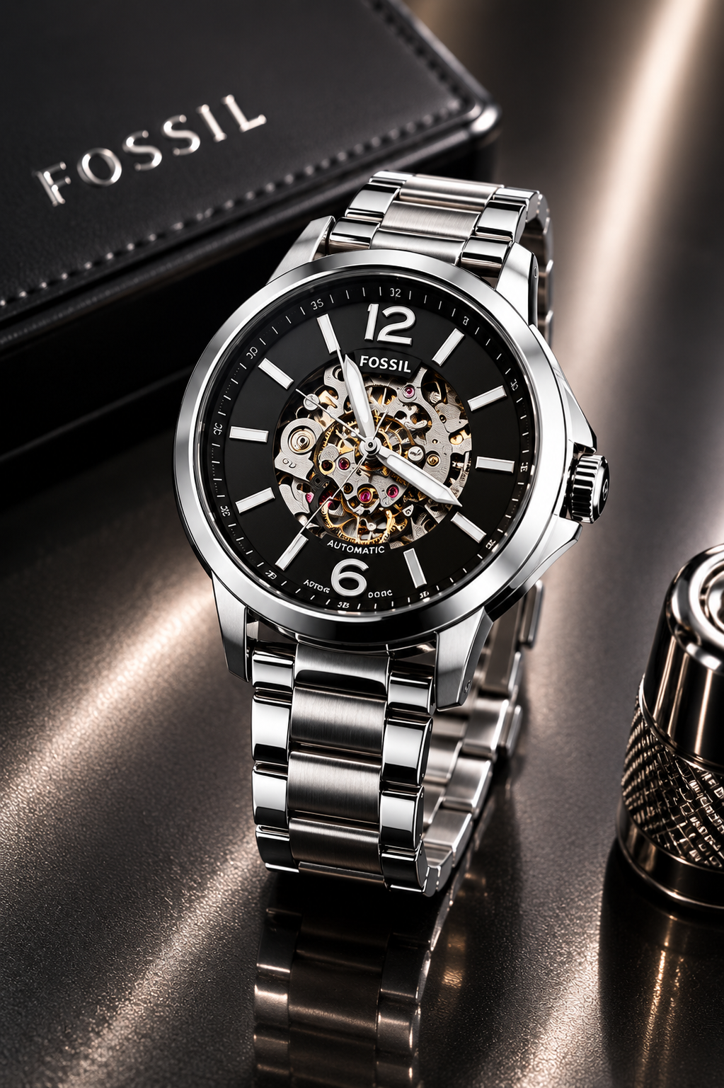 Fossil Heritage Skeleton Automatic Men's Watch silver edition