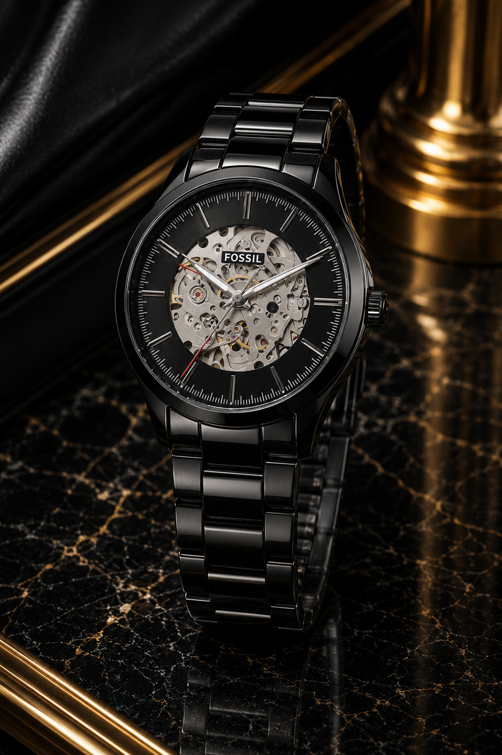 Fossil Flynn Automatic Black Stainless Steel Watch (Model: BQ2092)