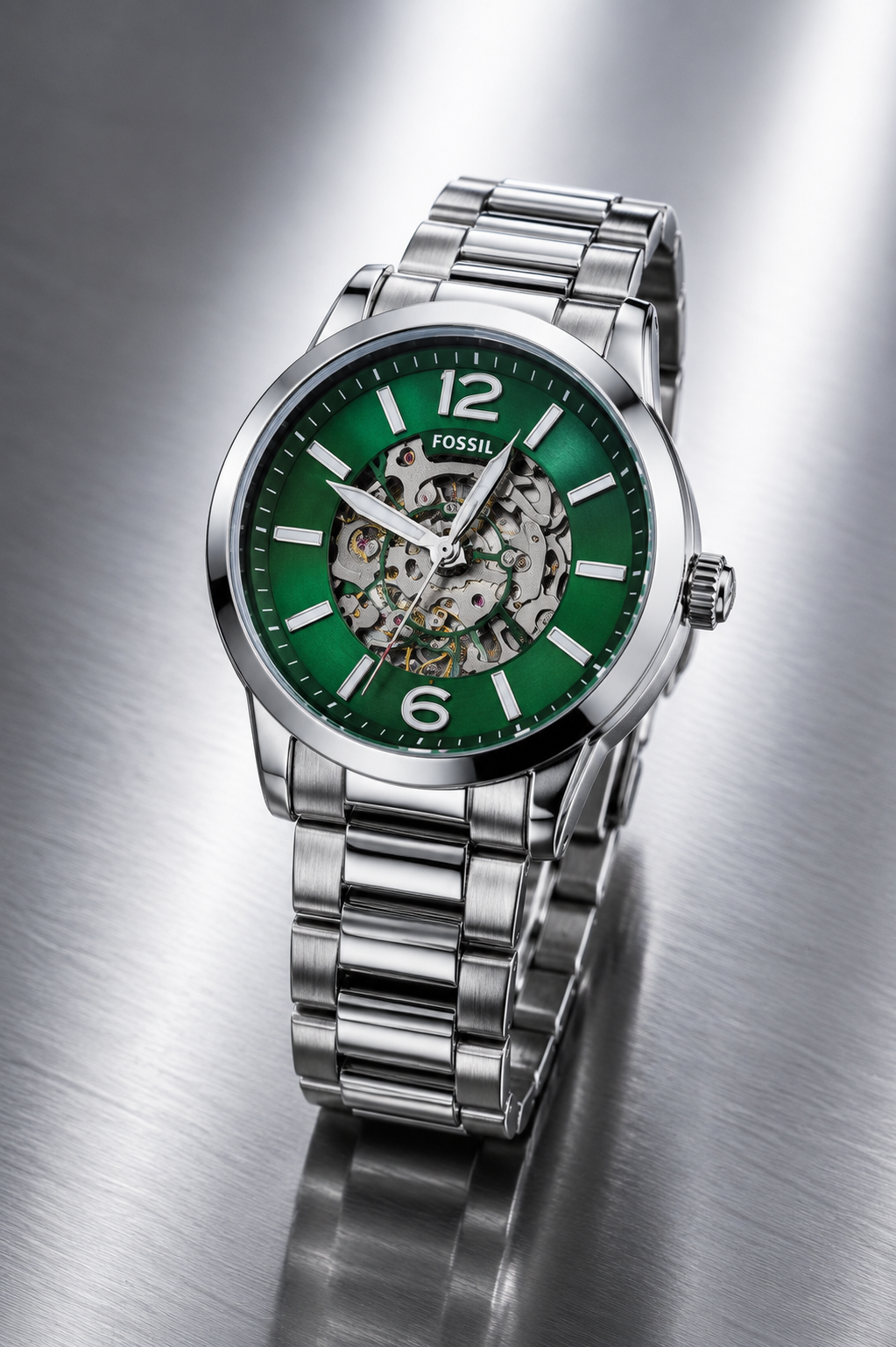 Fossil Heritage Skeleton Automatic Men's Watch silver edition