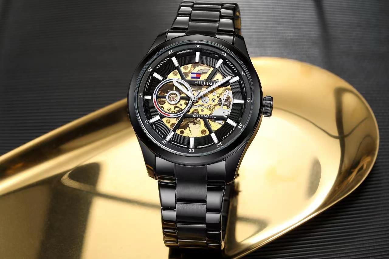 Tommy Hilfiger Baker Skeleton Automatic Black PVD